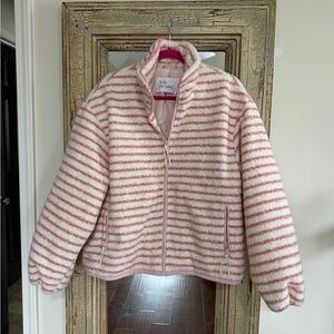 Soft Pink Striped Fleece Woman’s Jacket